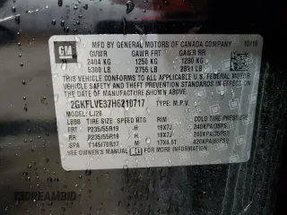 2017 GMC Terrain Denali with VIN 2GKFLVE37H6210717, listed as a Copart auction lot 56666415 with 131,388 mi miles and Salvage title. Bid and sale history available at DreamBid. Image 13.