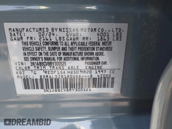 2024 Nissan Sentra SV with VIN 3N1AB8CV8RY300525, listed as a IAAI auction lot 42232919 with 19,837 mi miles and . Bid and sale history available at DreamBid. Image 9.