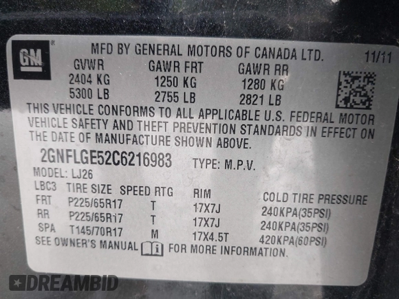 2012 Chevrolet Equinox LTZ with VIN 2GNFLGE52C6216983, listed as a IAAI auction lot 42075512 with 154,659 mi miles. Bid and sale history available at carsss.com. Image 9.