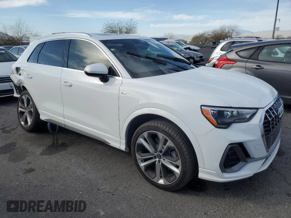 2021 Audi Q3 S line Premium with VIN WA1DECF35M1057343, listed as a Copart auction lot 49661305 with 40,580 mi miles and Salvage title. Bid and sale history available at DreamBid. Image 4.