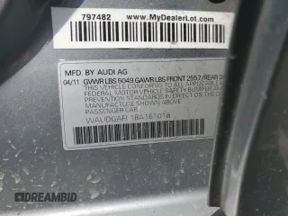 2011 Audi S4 Premium Plus with VIN WAUDGAFL1BA161018, listed as a Copart auction lot 69293364 with 140,526 mi miles and Salvage Title. Bid and sale history available at carsss.com. Image 12.