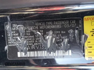 2007 BMW 3 Series 328i with VIN WBAWV13517P117206, listed as a Copart auction lot 86374474 with 183,900 mi miles and Salvage title. Bid and sale history available at DreamBid. Image 12.