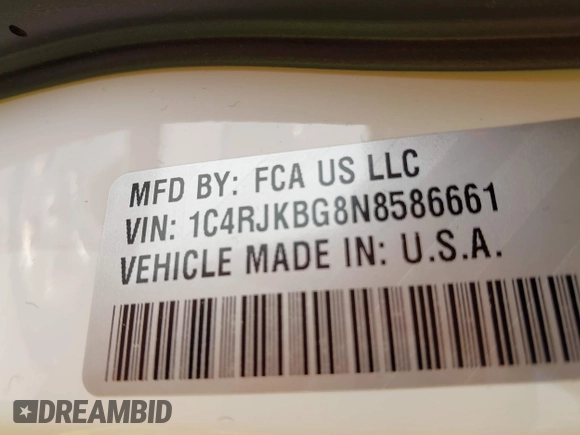 2022 Jeep Grand Cherokee Limited с VIN 1C4RJKBG8N8586661, выставлен на аукционе IAAI как лот 41760327 с пробегом 43 894 миль миль и . История ставок и продаж доступна на DreamBid. Изображение 9.