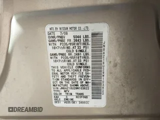 2009 Nissan Murano SL with VIN JN8AZ18U29W103622, listed as a IAAI auction lot 41624719 with 241,724 mi miles and . Bid and sale history available at DreamBid. Image 9.