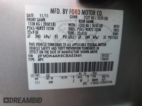 2012 Ford Edge Sport with VIN 2FMDK4AK9CBA53541, listed as a Copart auction lot 88506135 with 155,043 mi miles and Salvage Title. Bid and sale history available at carsss.com. Image 13.