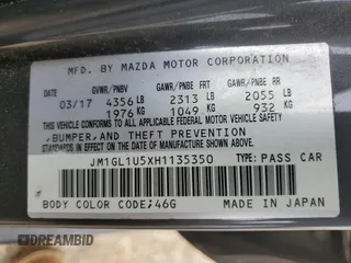2017 Mazda 6 Sport z VIN JM1GL1U5XH1135350, wystawiony jako Copart lot #51798395 z przebiegiem 153 821 mil mil oraz Szkody całkowita. Historia ofert i sprzedaży dostępna na DreamBid. Obrazek 15.