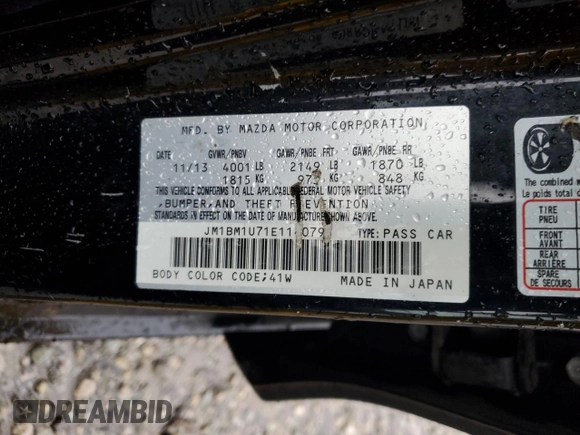 2014 Mazda 3 i Sport with VIN JM1BM1U71E1140795, listed as a Copart auction lot 42749425 with 251,157 mi miles and Clean Title. Bid and sale history available at DreamBid. Image 12.