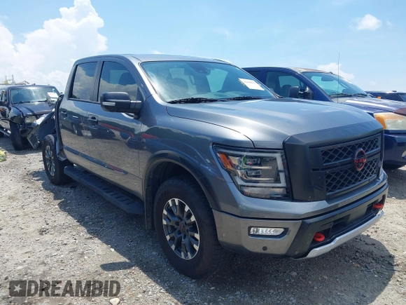 2024 Nissan Titan Pro-4X with VIN 1N6AA1ED8RN114313, listed as a IAAI auction lot 42498591 with 21,955 mi miles and . Bid and sale history available at DreamBid. Image 1.