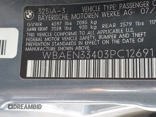 2003 BMW 3 Series 325i with VIN WBAEN33403PC12691, listed as a IAAI auction lot 42100376 with 168,357 mi miles and . Bid and sale history available at DreamBid. Image 9.
