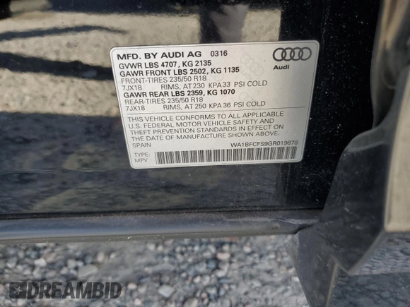 2016 Audi Q3 Premium Plus z VIN WA1BFCFS9GR019678, wystawiony jako Copart lot #51585035 z przebiegiem 120 449 mil mil oraz Czysty tytuł • Clean title. Historia ofert i sprzedaży dostępna na DreamBid. Obrazek 13.