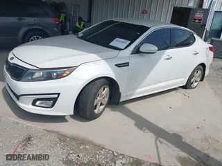 2015 Kia Optima LX with VIN KNAGM4A78F5607679, listed as a IAAI auction lot 42095899 with 125,164 mi miles. Bid and sale history available at carsss.com. Image 2.