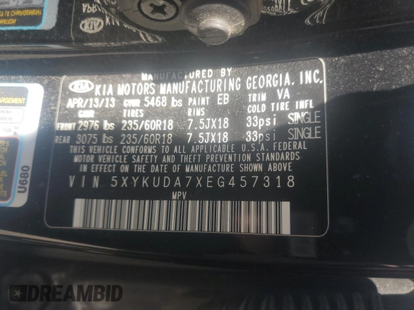 2014 Kia Sorento EX with VIN 5XYKUDA7XEG457318, listed as a Copart auction lot 49701115 with 286,711 mi miles and Clean Title. Bid and sale history available at carsss.com. Image 13.