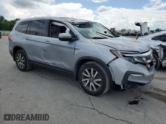 2021 Honda Pilot EX-L z VIN 5FNYF5H58MB008921, wystawiony jako Copart lot #56985395 z przebiegiem Nie podano mil oraz Szkoda całkowita • Salvage title. Historia ofert i sprzedaży dostępna na DreamBid. Obrazek 4.