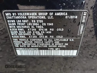 2018 Volkswagen Atlas SEL Premium z VIN 1V2NR2CAXJC554740, wystawiony jako IAAI lot #41773681 z przebiegiem 83 296 mil mil oraz . Historia ofert i sprzedaży dostępna na DreamBid. Obrazek 9.