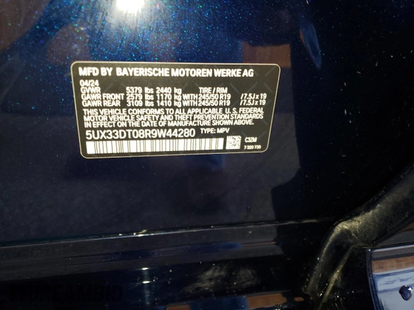 2024 BMW X4 xDrive30i с VIN 5UX33DT08R9W44280, выставлен на аукционе Copart как лот 64924215 с пробегом 4 435 миль миль и Чистый • Clean title. История ставок и продаж доступна на DreamBid. Изображение 13.
