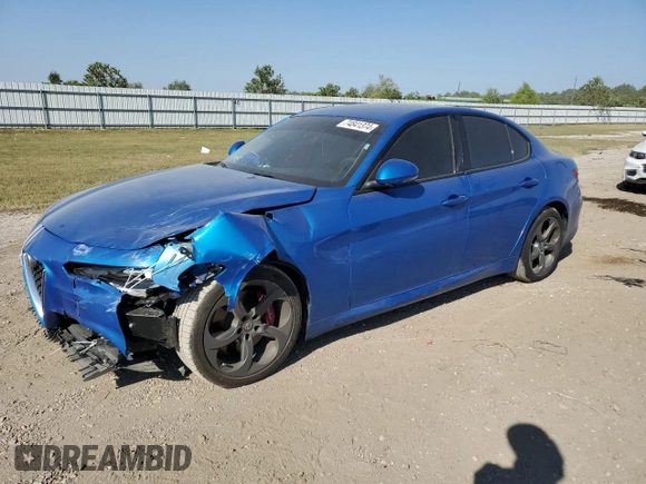 2019 Alfa Romeo Giulia Sport with VIN ZARFAMAN0K7611865, listed as a Copart auction lot 74841374 with 0 mi miles and Salvage Title. Bid and sale history available at carsss.com. Image 1.