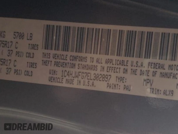 2014 Jeep Wrangler Unlimited Rubicon with VIN 1C4HJWFG7EL302897, listed as a Copart auction lot 48969425 with 57,976 mi miles and Salvage title. Bid and sale history available at DreamBid. Image 12.