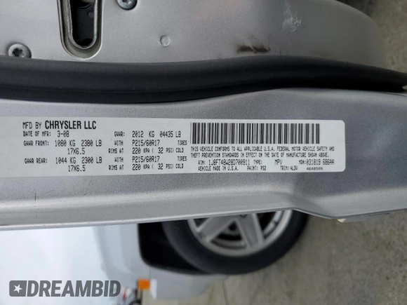 2008 Jeep Patriot Limited with VIN 1J8FT48W28D700911, listed as a Copart auction lot 47452615 with 152,602 mi miles and Salvage Title. Bid and sale history available at DreamBid. Image 13.