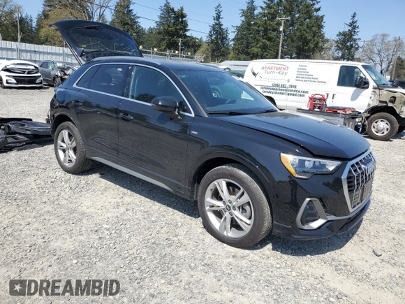 2022 Audi Q3 S line Premium with VIN WA1DECF37N1048323, listed as a Copart auction lot 53668575 with 27,493 mi miles and Salvage Title. Bid and sale history available at carsss.com. Image 4.