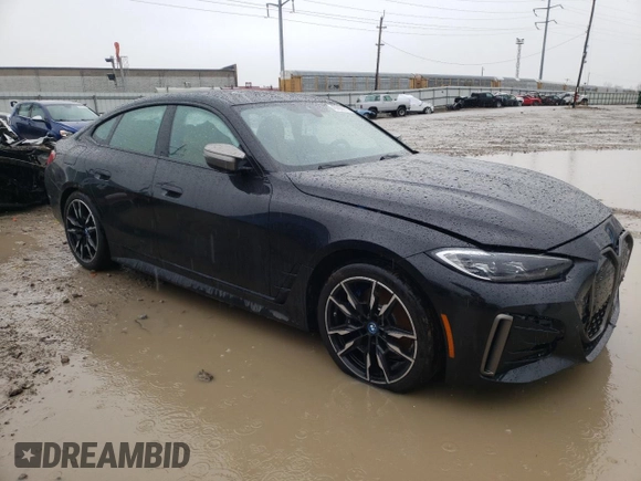 2022 BMW i4 M50 with VIN WBY33AW07PFP30186, listed as a Copart auction lot 45886973 with 0 mi miles. Bid and sale history available at carsss.com. Image 4.