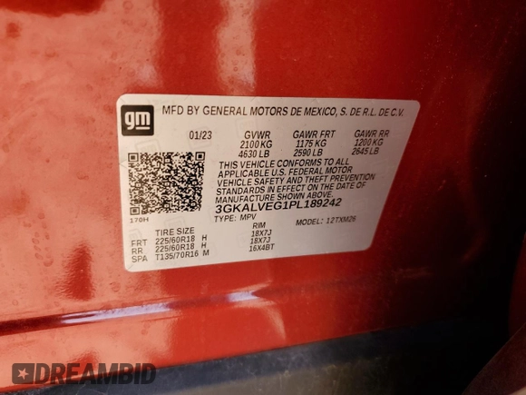 2023 GMC Terrain SLT z VIN 3GKALVEG1PL189242, wystawiony jako Copart lot #61286455 z przebiegiem 36 365 mil mil oraz Szkoda całkowita • Salvage title. Historia ofert i sprzedaży dostępna na DreamBid. Obrazek 14.