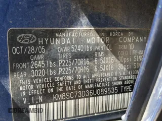 2006 Hyundai Santa Fe GLS with VIN KM8SC73D36U089535, listed as a Copart auction lot 47347174 with 71,203 mi miles and Salvage Title. Bid and sale history available at carsss.com. Image 12.