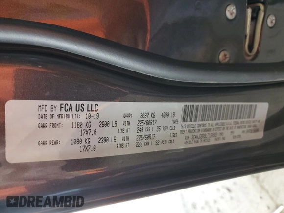 2020 Jeep Compass Latitude with VIN 3C4NJDBB9LT133503, listed as a Copart auction lot 63713255 with 53,373 mi miles and Non repairable. Bid and sale history available at DreamBid. Image 13.