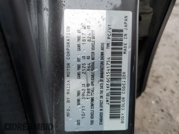 2012 Mazda 3 GX with VIN JM1BL1KF6C1541754, listed as a Copart auction lot 45669125 with 107,214 mi miles and Clean Title. Bid and sale history available at carsss.com. Image 12.