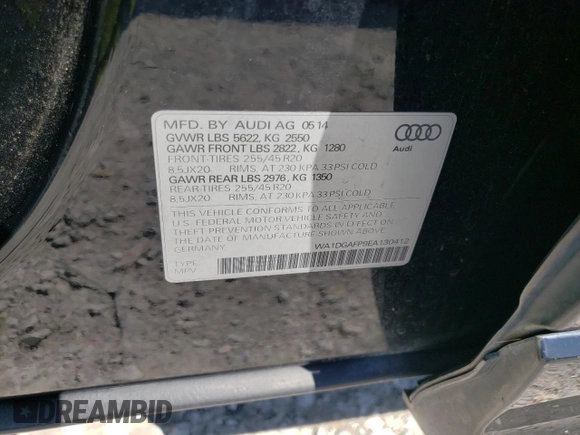 2014 Audi Q5 Premium Plus z VIN WA1DGAFP9EA130412, wystawiony jako Copart lot #56852895 z przebiegiem 189 901 mil mil oraz Szkoda całkowita • Salvage title. Historia ofert i sprzedaży dostępna na DreamBid. Obrazek 14.