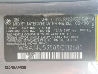 2008 BMW 5 Series 528i with VIN WBANU53588C112681, listed as a Copart auction lot 71921634 with 72,316 mi miles and Salvage Title. Bid and sale history available at DreamBid. Image 14.