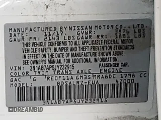 2018 Nissan Sentra S with VIN 3N1AB7AP5JY232915, listed as a Copart auction lot 51688605 with 107,065 mi miles and Salvage Title. Bid and sale history available at DreamBid. Image 12.