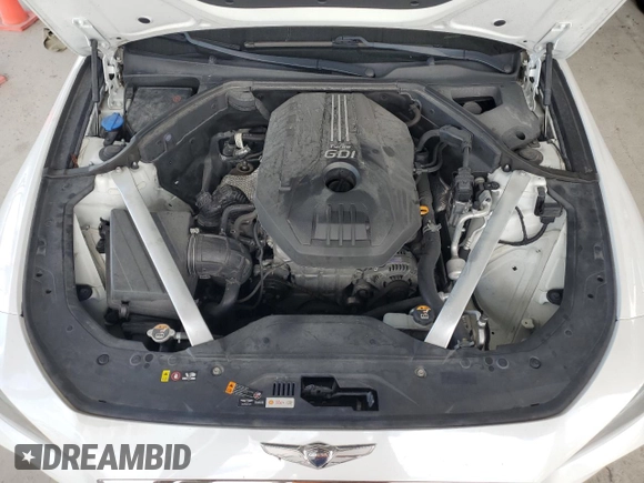 2020 Genesis G70 2.0T with VIN KMTG34LA5LU059898, listed as a Copart auction lot 46987825 with 38,166 mi miles and Salvage title. Bid and sale history available at DreamBid. Image 11.