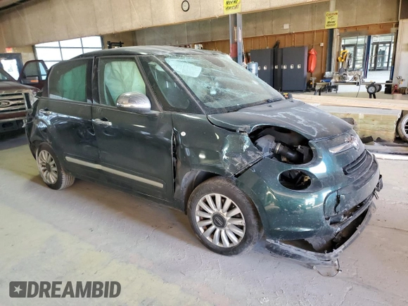 2015 FIAT 500L Lounge with VIN ZFBCFACH6FZ035006, listed as a Copart auction lot 83489034 with 0 mi miles and Salvage Title. Bid and sale history available at carsss.com. Image 4.