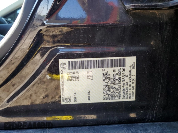 2017 Nissan Maxima S with VIN 1N4AA6AP3HC383500, listed as a Copart auction lot 58393525 with 144,812 mi miles and Salvage title. Bid and sale history available at DreamBid. Image 13.