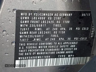 2014 Volkswagen Tiguan SE z VIN WVGAV3AX0EW511694, wystawiony jako IAAI lot #41811345 z przebiegiem 95 129 mil mil oraz . Historia ofert i sprzedaży dostępna na DreamBid. Obrazek 9.