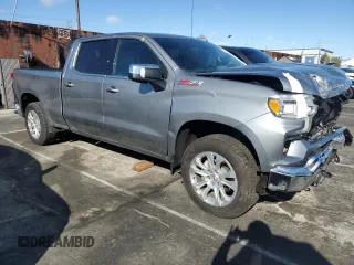2024 Chevrolet Silverado 1500 LTZ with VIN 3GCUDGED4RG216565, listed as a Copart auction lot 49300325 with 7,703 mi miles and Salvage Title. Bid and sale history available at DreamBid. Image 4.