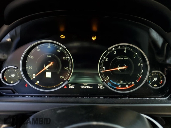 2017 BMW 6 Series 650i with VIN WBA6D4C55HD977701, listed as a Copart auction lot 75016784 with 109,245 mi miles and Salvage Title. Bid and sale history available at carsss.com. Image 9.