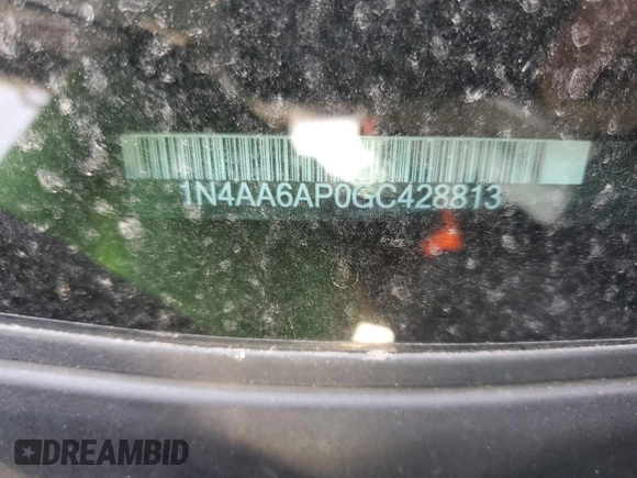 2016 Nissan Maxima SL with VIN 1N4AA6AP0GC428813, listed as a Copart auction lot 49456095 with 103,582 mi miles and Salvage Title. Bid and sale history available at DreamBid. Image 12.
