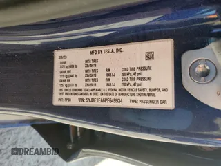 2023 Tesla Model 3 z VIN 5YJ3E1EA6PF649934, wystawiony jako Copart lot #47597395 z przebiegiem Nie podano mil oraz Szkoda całkowita • Salvage title. Historia ofert i sprzedaży dostępna na DreamBid. Obrazek 12.