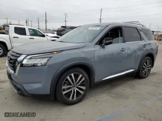 2023 Nissan Pathfinder Platinum with VIN 5N1DR3DG7PC200653, listed as a Copart auction lot 53497265 with 17,007 mi miles and Salvage Title. Bid and sale history available at carsss.com. Image 1.