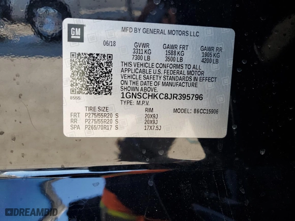 2018 Chevrolet Suburban LT with VIN 1GNSCHKC8JR395796, listed as a Copart auction lot 41678135 with 134,075 mi miles and Salvage Title. Bid and sale history available at carsss.com. Image 13.