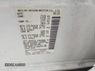 2020 Nissan Murano S with VIN 5N1AZ2AJ6LN163493, listed as a IAAI auction lot 42591964 with 43,989 mi miles and . Bid and sale history available at DreamBid. Image 9.