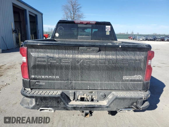2021 Chevrolet Silverado 1500 High Country with VIN 3GCUYHET7MG234553, listed as a Copart auction lot 43255345 with 0 mi miles and Salvage Title. Bid and sale history available at carsss.com. Image 6.