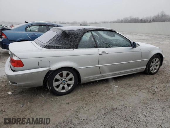 2005 BMW 3 Series 325Ci with VIN WBABW33415PL39286, listed as a Copart auction lot 44674025 with 183,711 mi miles and Salvage Title. Bid and sale history available at carsss.com. Image 3.