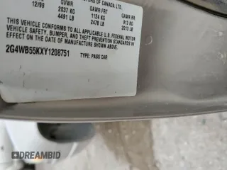 2000 Buick Regal LS with VIN 2G4WB55KXY1208751, listed as a Copart auction lot 48342865 with 0 mi miles and Salvage Title. Bid and sale history available at carsss.com. Image 11.