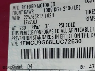 2020 Ford Escape SE with VIN 1FMCU9G68LUC72630, listed as a IAAI auction lot 41541787 with 81,268 mi miles. Bid and sale history available at carsss.com. Image 9.