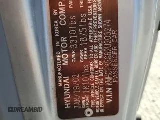 2002 Hyundai Accent с VIN KMHCF35G62U203274, выставлен на аукционе Copart как лот 77047834 с пробегом 90 442 миль миль и Списание • Salvage title. История ставок и продаж доступна на DreamBid. Изображение 12.