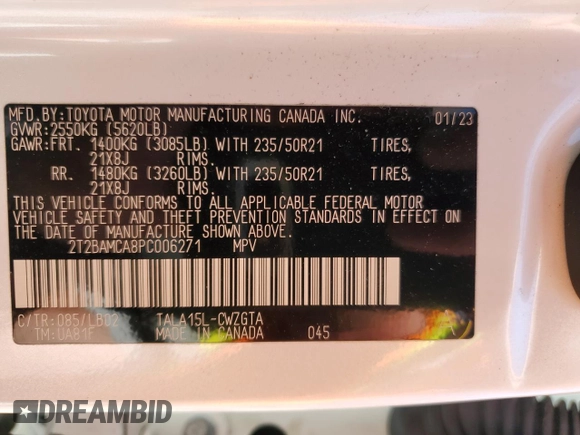 2023 Lexus RX 350 with VIN 2T2BAMCA8PC006271, listed as a Copart auction lot 50716235 with 24,899 mi miles and Salvage title. Bid and sale history available at DreamBid. Image 15.