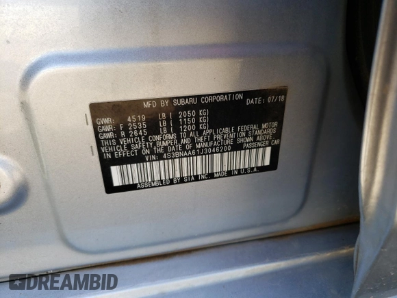 2018 Subaru Legacy with VIN 4S3BNAA61J3046200, listed as a Copart auction lot 56676123 with 101,668 mi miles. Bid and sale history available at carsss.com. Image 12.