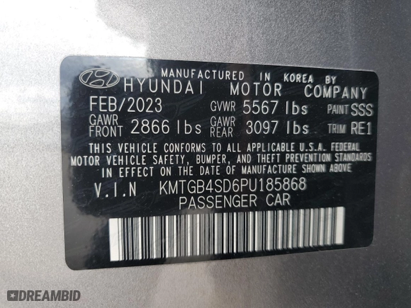 2023 Genesis G80 3.5T Sport with VIN KMTGB4SD6PU185868, listed as a Copart auction lot 39328284 with 9,260 mi miles. Bid and sale history available at carsss.com. Image 14.